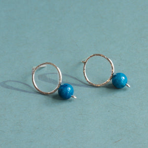 Handmade sterling silver earrings with blue jade gemstone