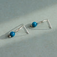 Load image into Gallery viewer, Handforged sterling silver earrings with blue jade gemstones
