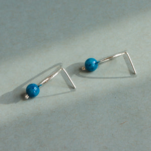 Handforged sterling silver earrings with blue jade gemstones