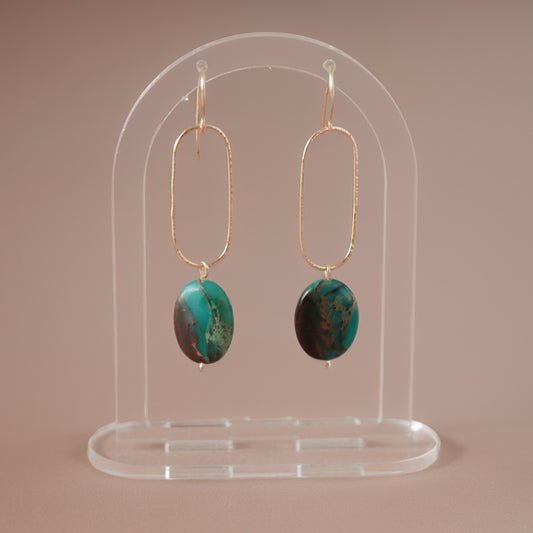 Teal Impression Jasper Earrings