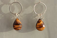 Load image into Gallery viewer, Unique Bohemian style earrings with sterling silver and tiger eye stones
