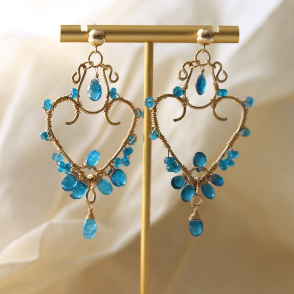 Apatite Gemstone Earrings, 14k Gold Filled Earrings