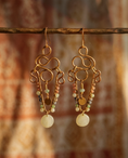 Load image into Gallery viewer, Rhodonite Sodalite Green Aventurine Brass Chandelier Earrings
