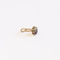 Load image into Gallery viewer, Fancy jasper brass statement ring close up, two-tone sage and plum stone in prong setting, handmade adjustable brass ring, bykjones
