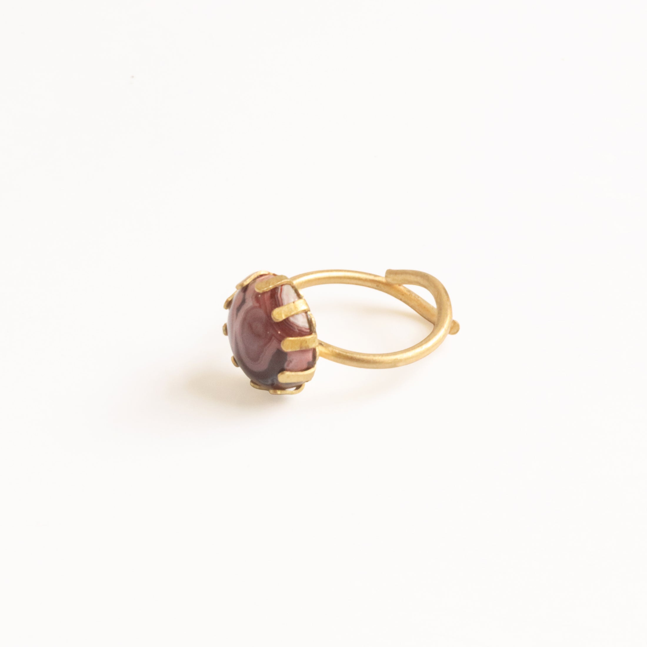 Fancy Jasper Brass Statement Ring, Adjustable, No. 08
