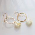 Load image into Gallery viewer, Hand forged oval gold filled drop earrings with natural rough citrine gemstones
