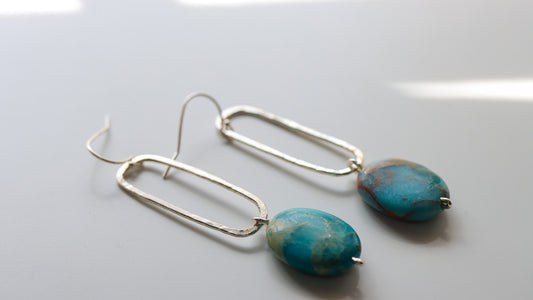 Bohemian sterling silver earrings with turquoise impression jasper