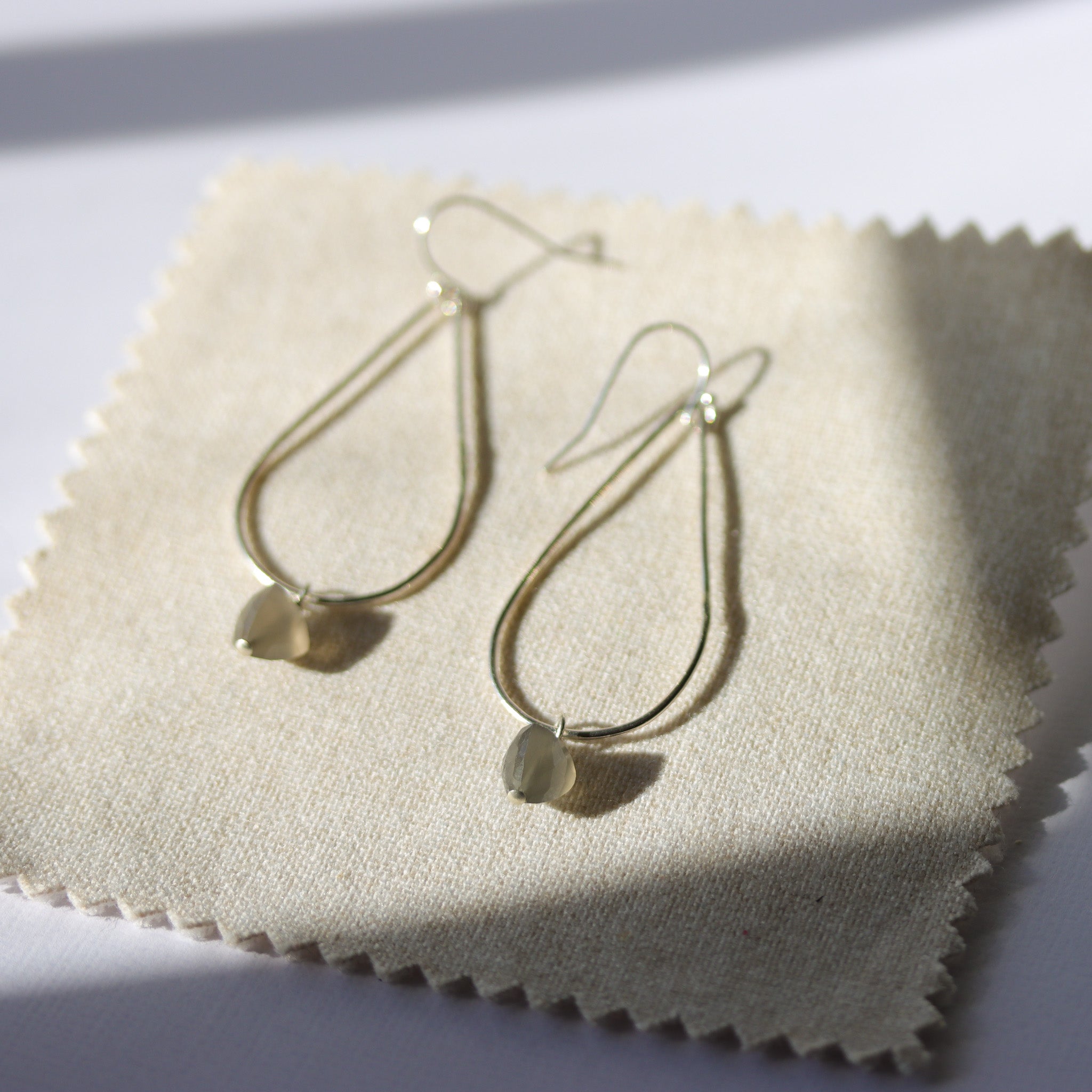 Minimalist Sterling Silver Earrings with Labradorite Gemstones