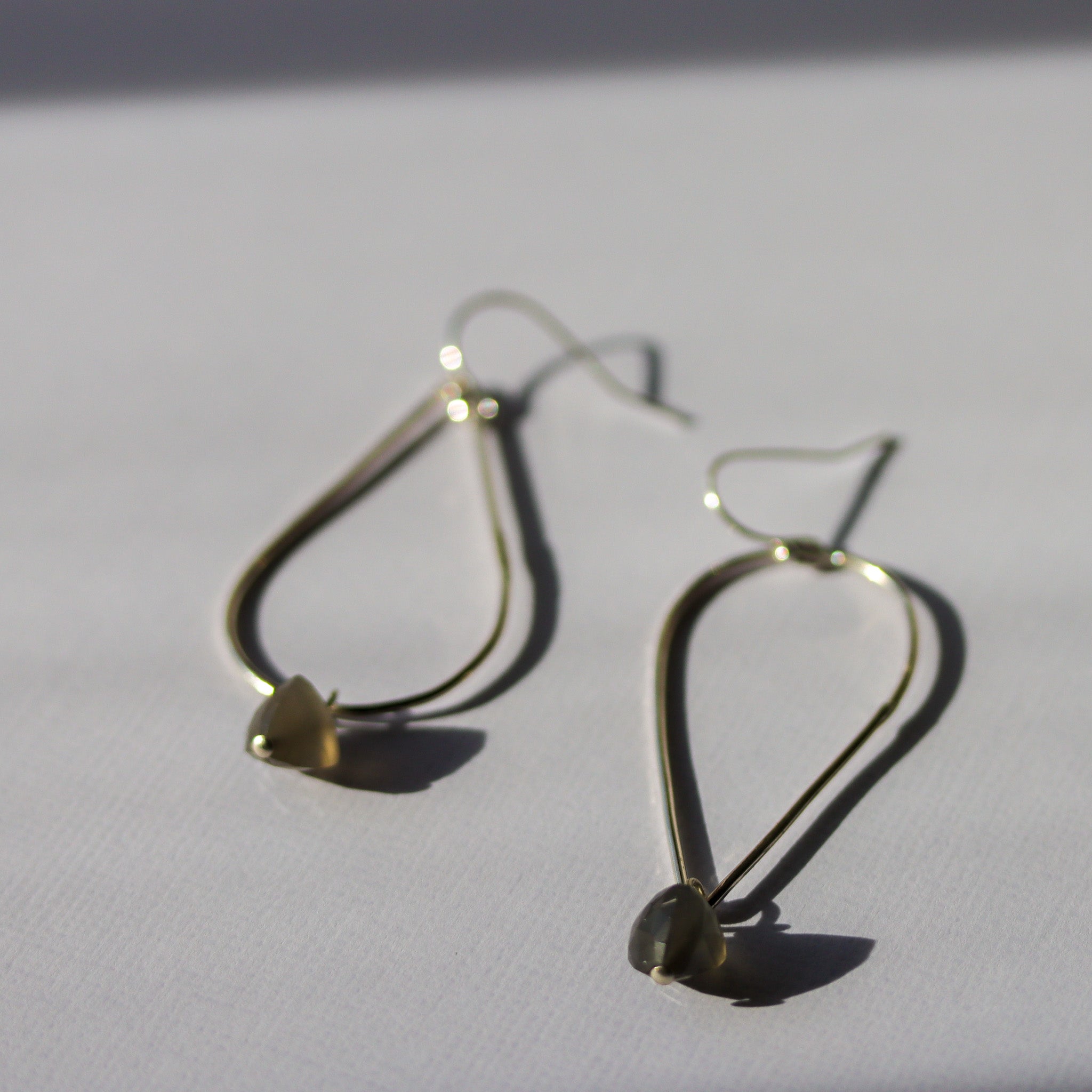 Minimalist Sterling Silver Earrings with Labradorite Gemstones