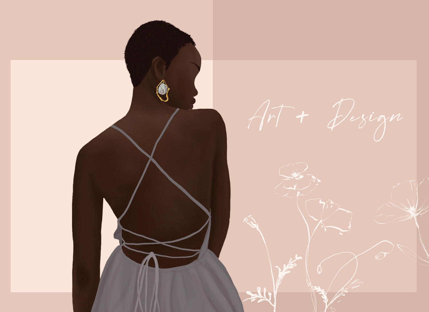 Black woman illustration, fashion art, wall art, wall decor