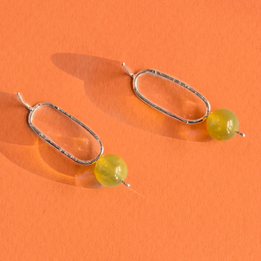 Olive Jade Sterling Silver Earrings