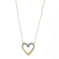 Load image into Gallery viewer, delicate gold necklace - ombre necklace - aquamarine heart necklace
