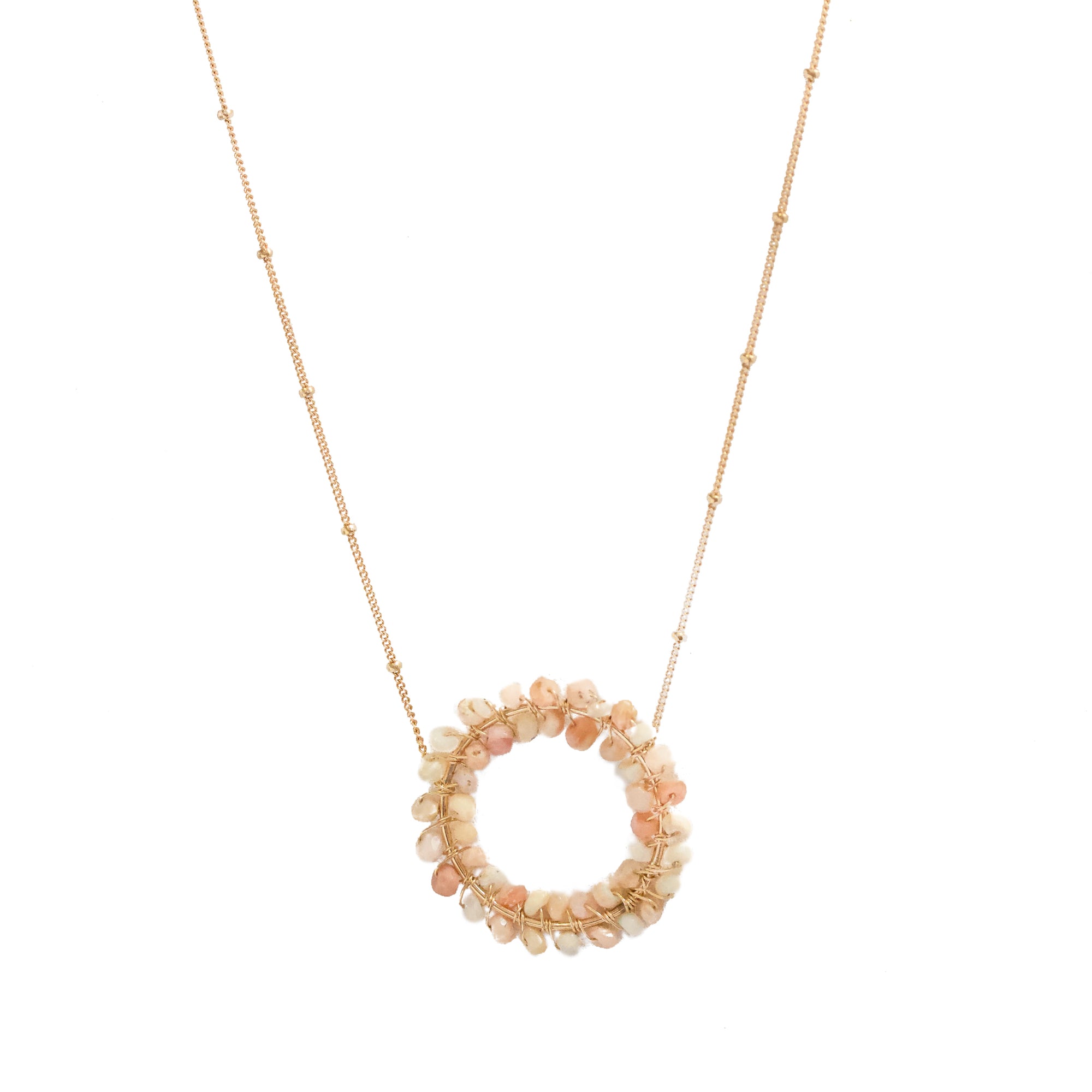 "Harmony" Gold Necklace - Pink Peruvian Opal